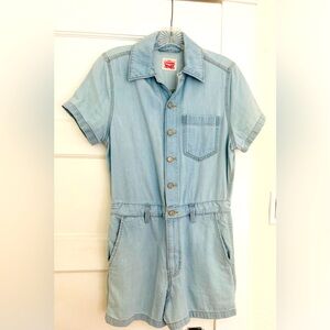 Levi's Short-Sleeve Denim Romper- Light Wash